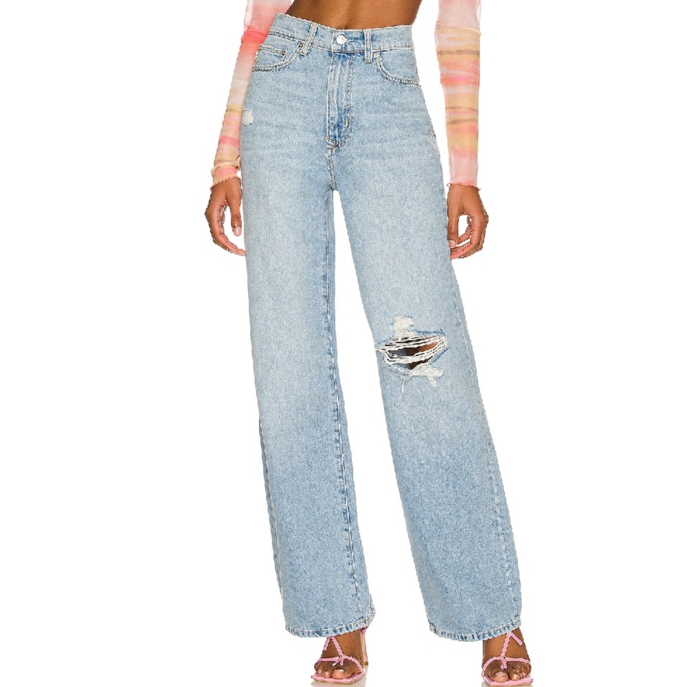 LOVERS AND FRIENDS LENNON SUPER HIGH RISE LOOSE WIDE LEG JEANS - Picture 2 of 9